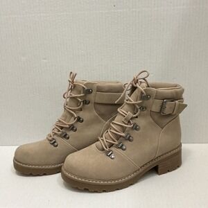 Lace Up Ankle Boots Lug Sole Buckle Accent Casual‎ Hiker Style Size 7